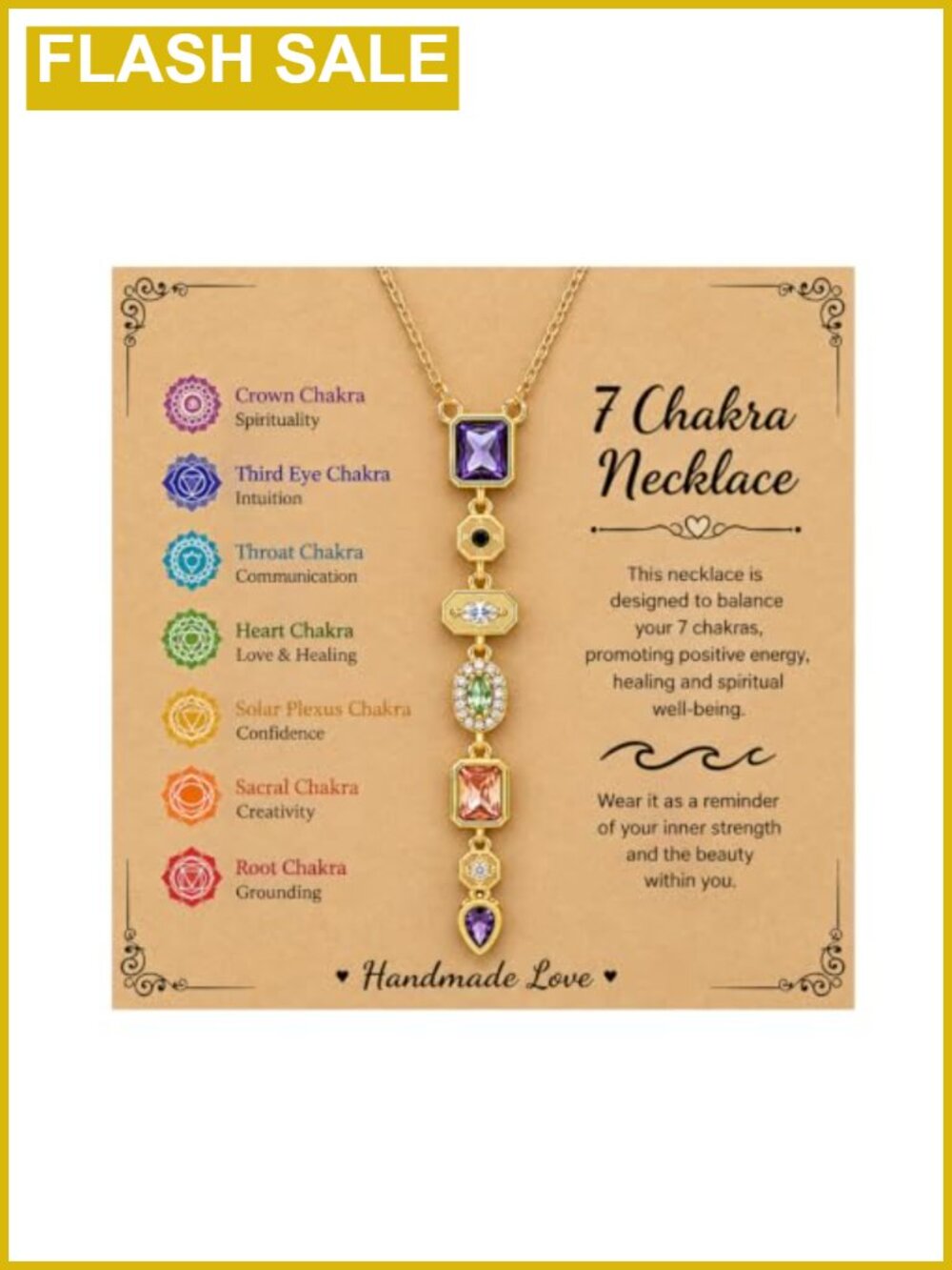 Seven Chakra Lariat Necklace for Women ,Crystals Lucky Protection Gifts